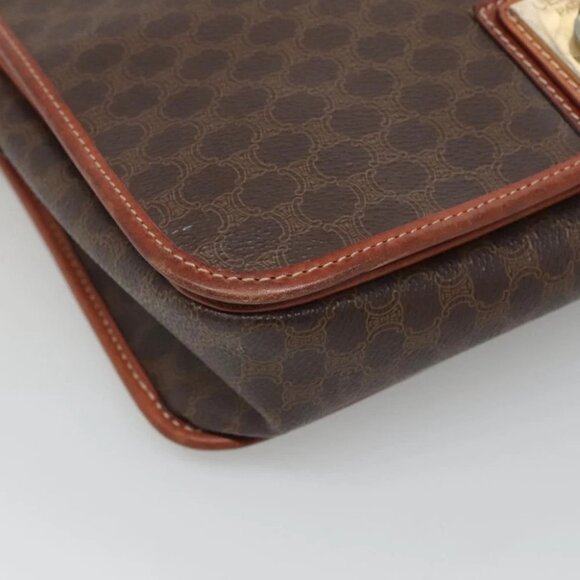 CELINE Macadam Canvas Shoulder Bag PVC Leather Brown - Picture 11 of 16